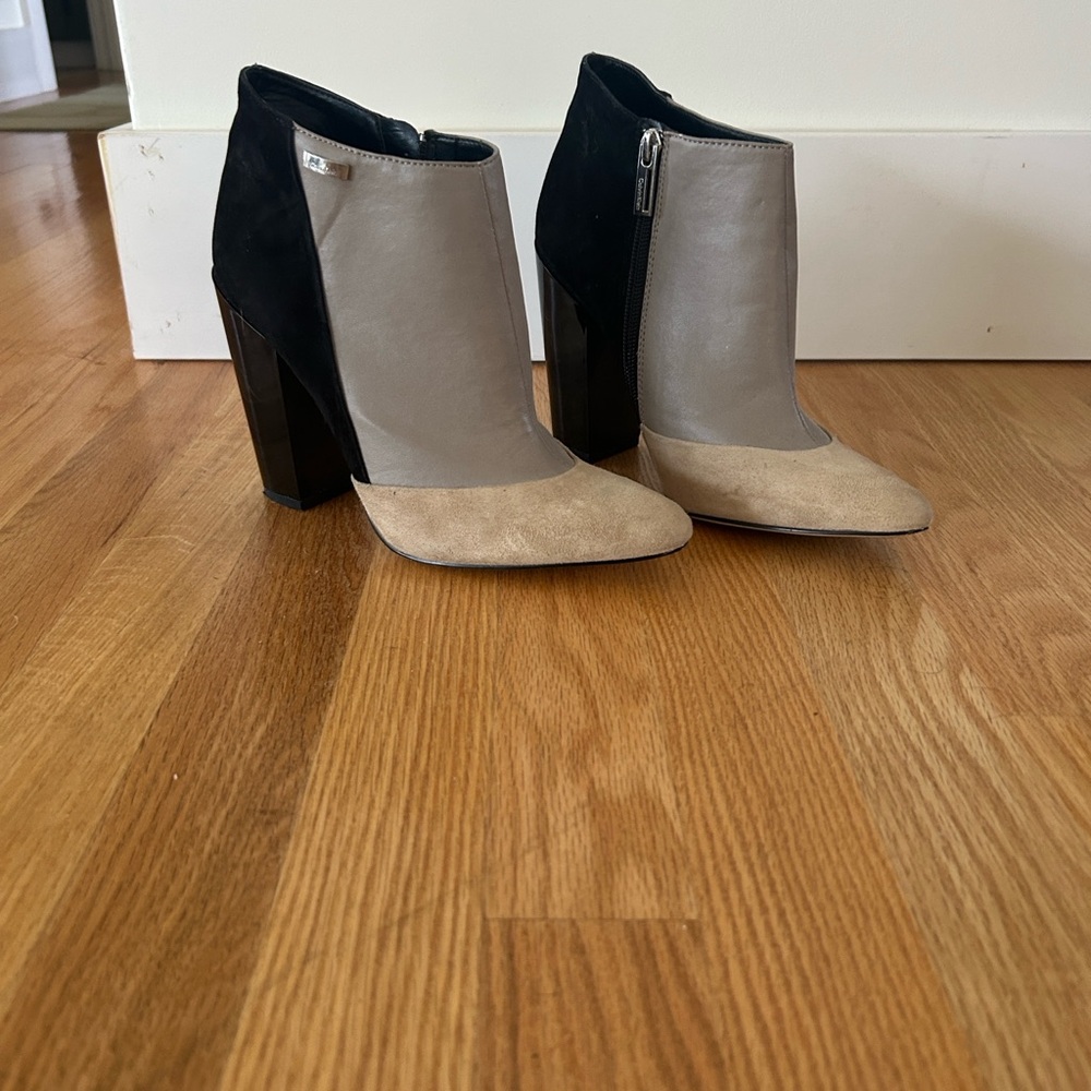 Calvin Klein Black and Tan Heeled Boots